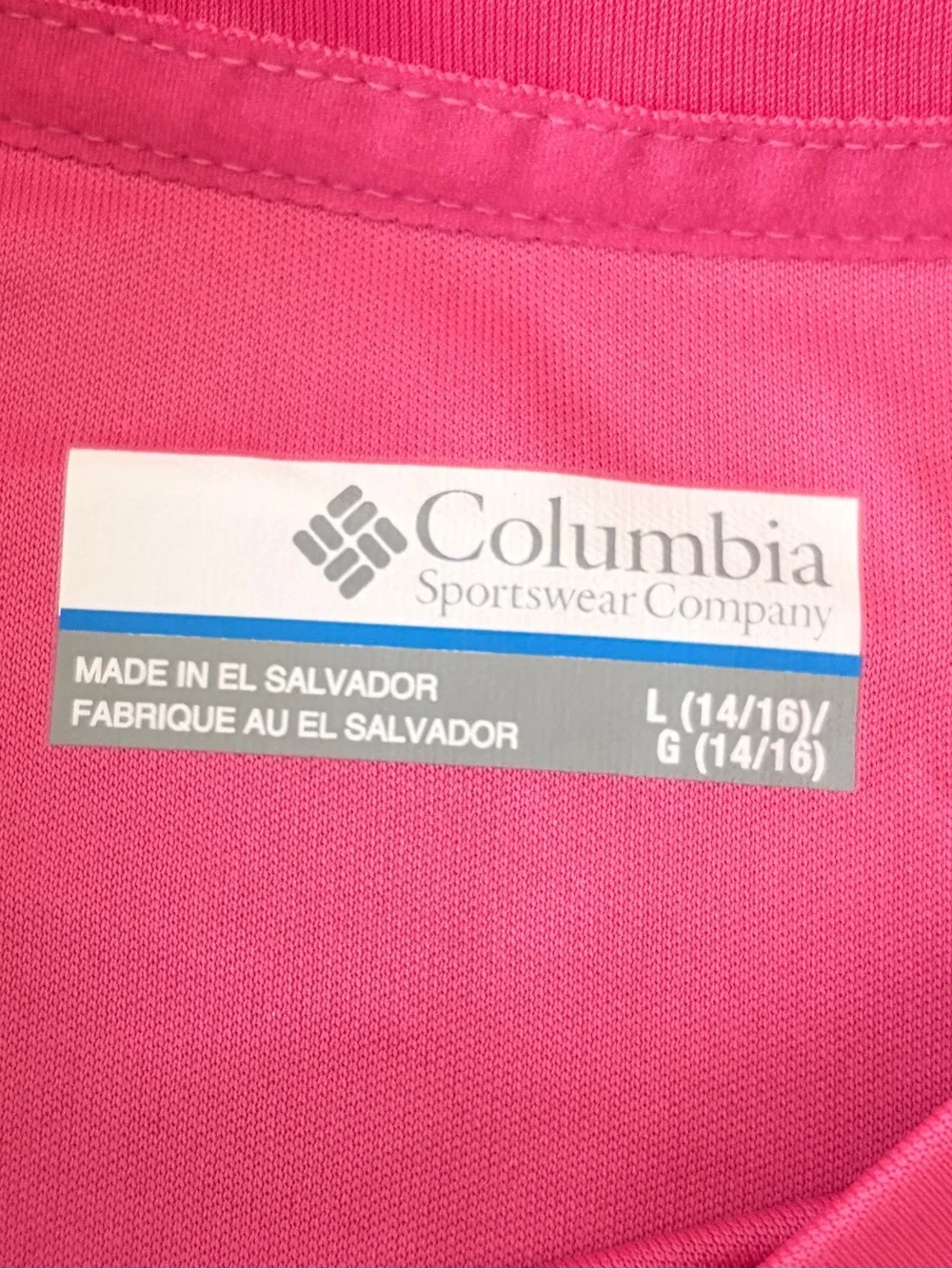 Columbia Hot Pink Long Sleeve  Shirt - Youth Large